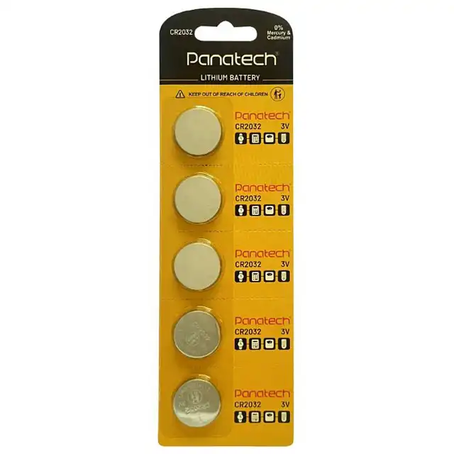 باتری سکه‌ای Panatech مدل CR2032 بسته ۵ عددی