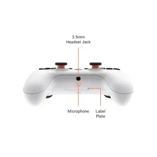 دسته Google Stadia نمای زیر با میکروفون و جک صدا