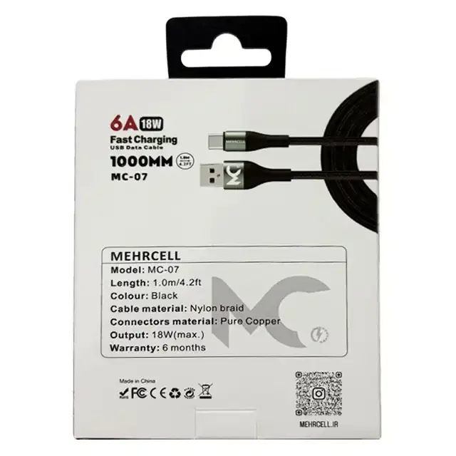 نمای پشت بسته‌بندی کابل شارژ MehrCell MC-07