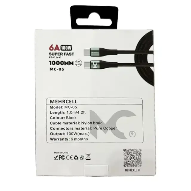 نمای پشت بستهبندی کابل شارژ MehrCell MC-05
